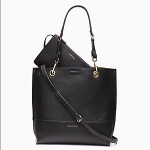 Calvin klein reversible tote bag black+brown/beige